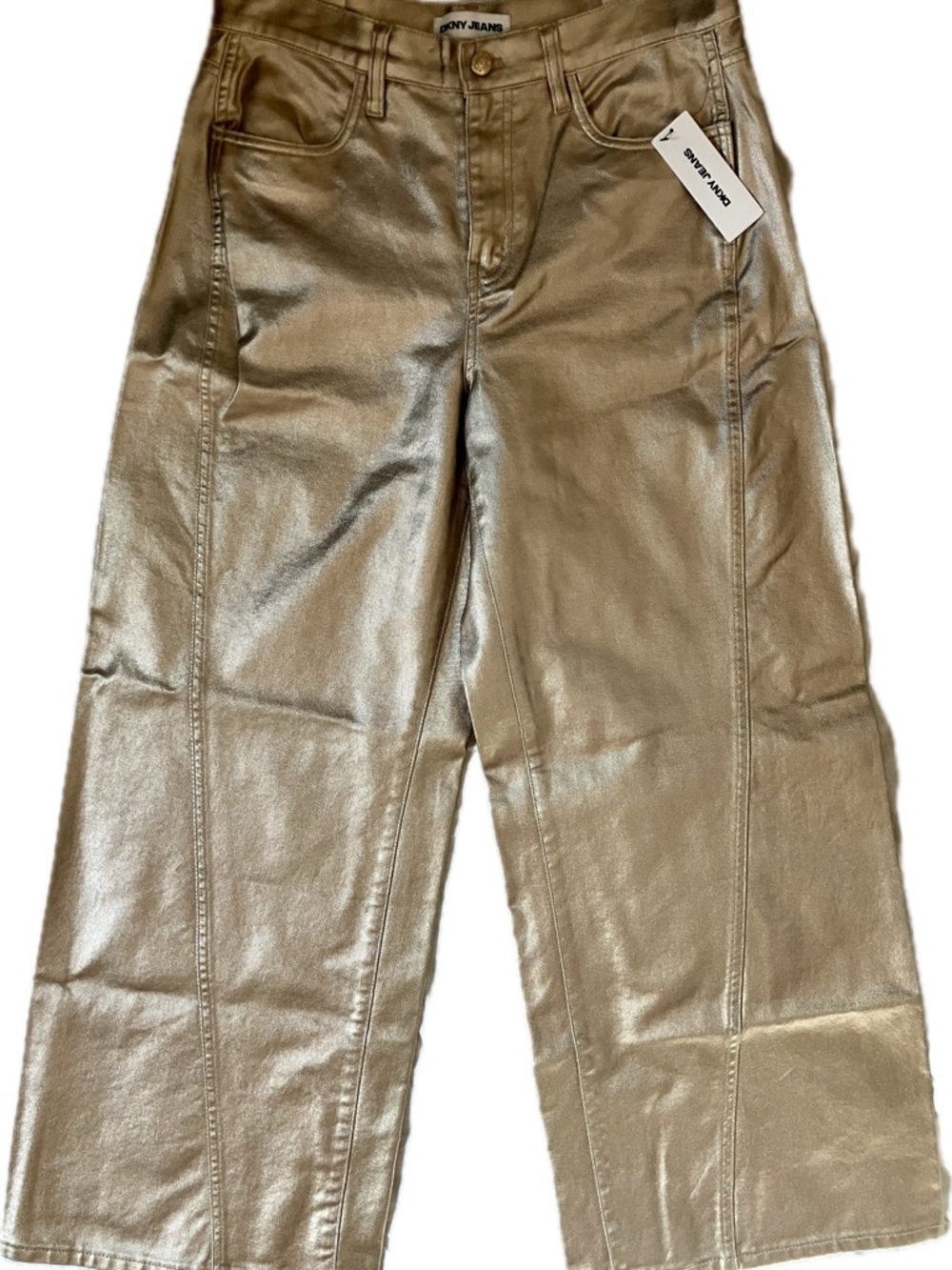 DKNYC Metallic Gold Wide Leg Jeans